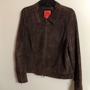Genuine leather lined brown suede jacket